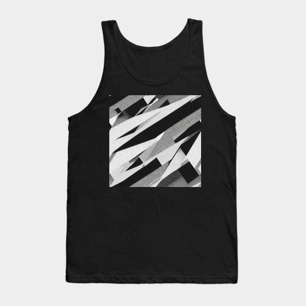 black and white abstract technical infinite cyberpunk  pattern Tank Top by SJG-digital